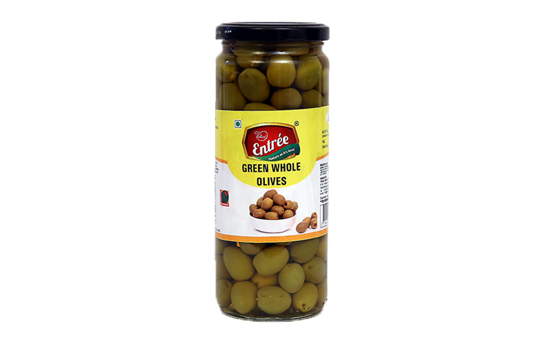 Vishaal Entree Green Whole Olives    Glass Jar  450 grams